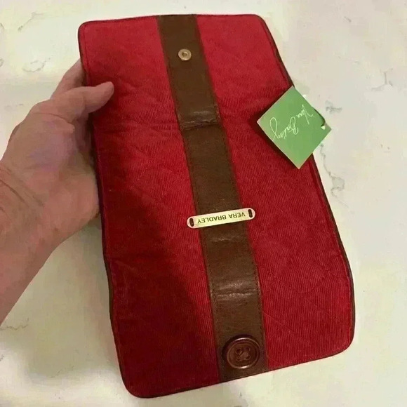 Vera Bradley Red Corduroy Large Wallet Tri-Fold Clutch Oversized NWT - Picture 10 of 10